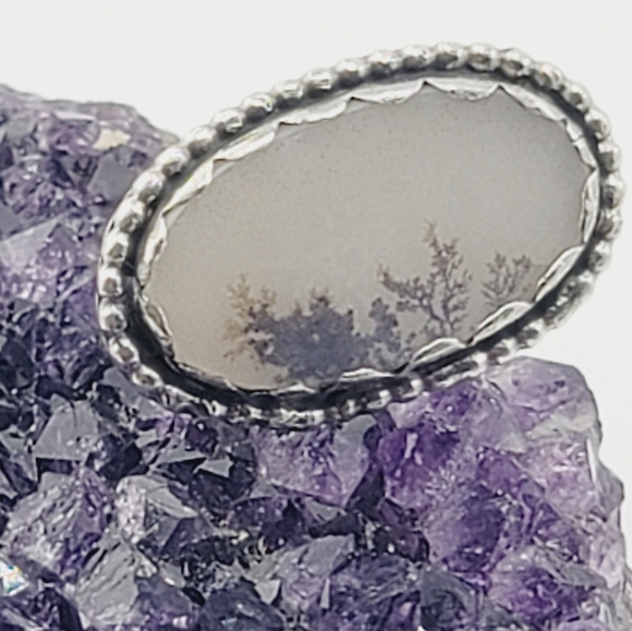 DENDRITIC AGATE RING HANDMADE IN STERLING SILVER METAL SIZE 7.5 - Picture 5 of 12